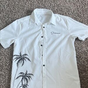 White Palm Tree Print Men's Shirt
